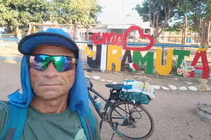 Imagem colorida do ciclista e missionário George da Silva de Souza - Metrópoles