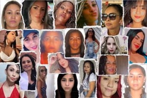 Imagem colorida de uma montagem com foto das vítimas de feminicidio no DF em 2023 - Metrópoles
