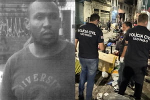 Montagem com duas imagens. À esquerda, foto de Bahia. À direita, foto de policiais civis realizando operação na Cracolândia - Metrópoles