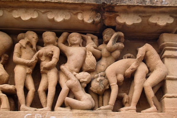 Stone carved erotic sculptures