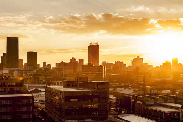 Johannesburg City at sunset