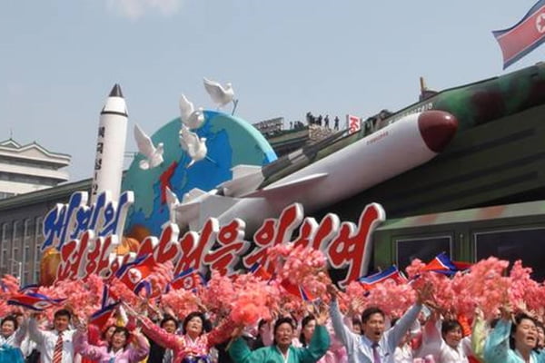 The parade for the ‘Day of the Sun’ festival in Pyongyang
