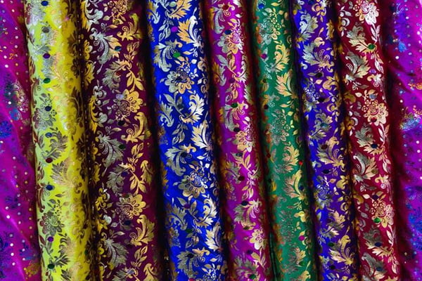 Traditional Turkish fabrics, background. (Kemeralti Bazaar, Izmir, Turkey)