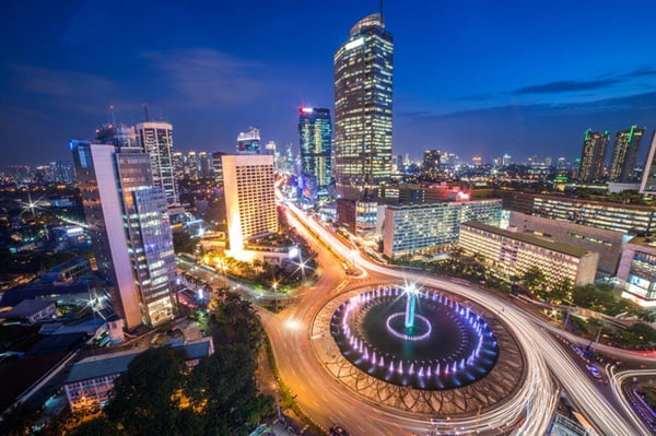 Bundaran HI Jakarta Landmark at Night