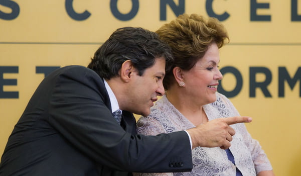 Imagem colorida de Dilma Rousseff e Fernando Haddad -Metrópoles