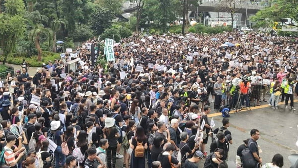 Anti-government protesters gather at Charter Garden in Hong Kong
