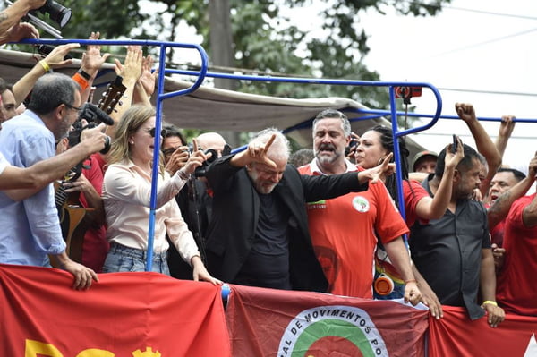 Former President Lula of Brazil Makes a Speech at the Sindicato dos Metalurgicos do ABC After Being Released from Prison