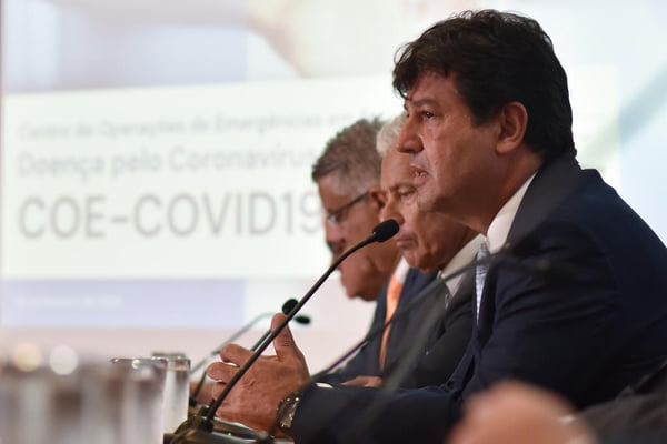 Ministro da Saúde, Luiz Henrique Mandetta, em entrevista sobre o coronavírus
