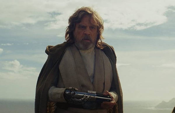 Mark Hamill no papel de Luke Skywalker em Star Wars: Os Últimos Jedi