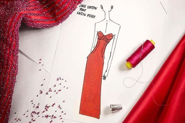 Vestido Louis Vuitton apoiado pela Red Carpet Green Dress usado no Oscar 2020