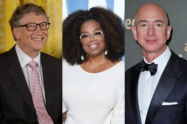 Bill Gates, Oprah Winfrey e Jeff Bezos