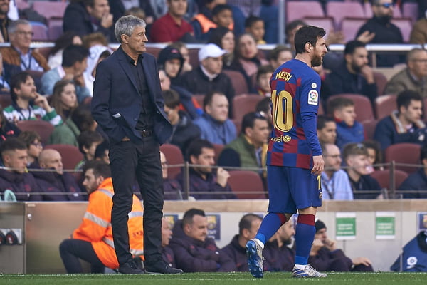 Setién e Messi no Barcelona