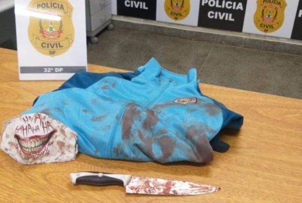 roupa da vítima e faca usada em assalto no df