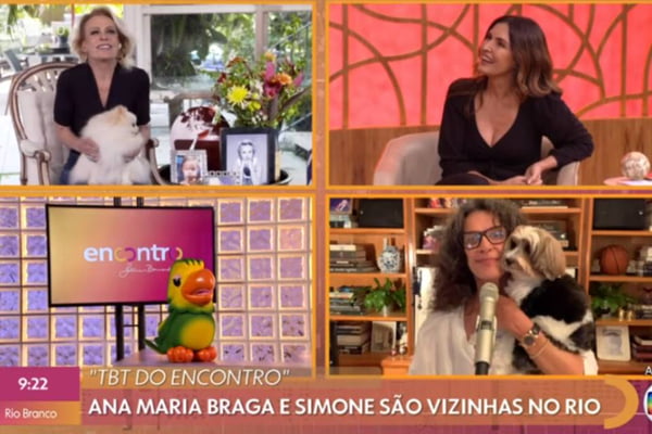 Ana Maria Braga, Fátima Bernardes, Simone e Louro José no Encontro