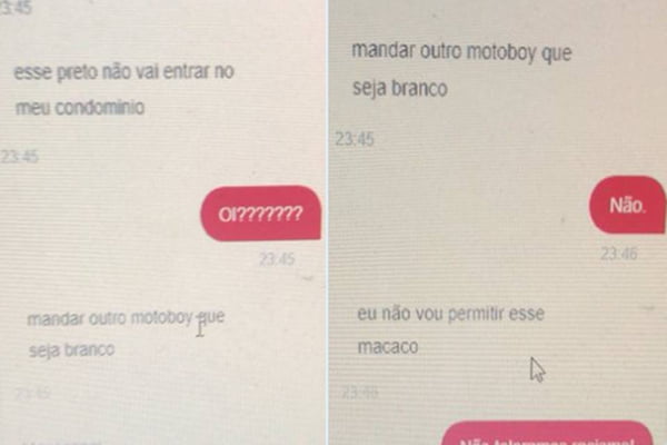 Mensagens recebidas por dona de hamburgueria mostram texto racista contra entregador