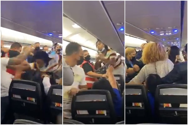 Mulher provoca briga em avião5
