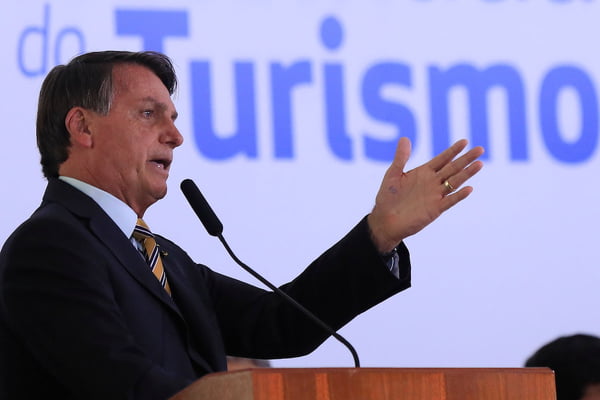 Presidente Jair Bolsonaro durante Cerimônia de Lançamento da Retomada do Turismo
