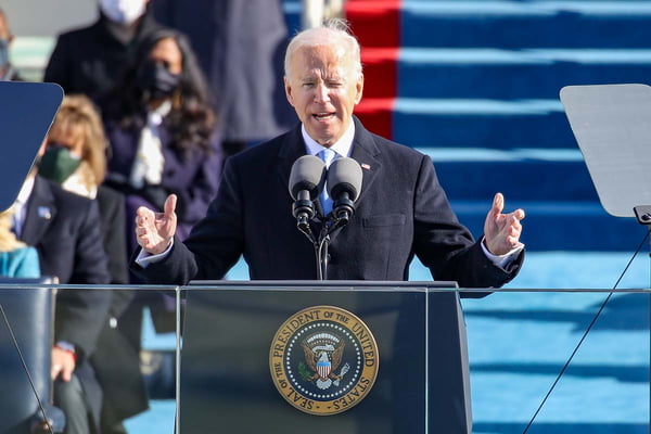 Joe Biden em discurso de posse