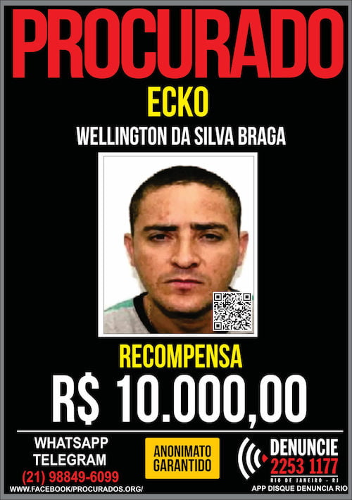 Cartaz Disque-Denúncia do narcotraficante Ecko