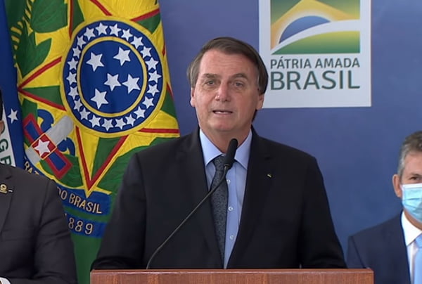 O presidente Jair Bolsonaro (sem partido), durante anúncio de investimentos para o Programa Águas Brasileiras