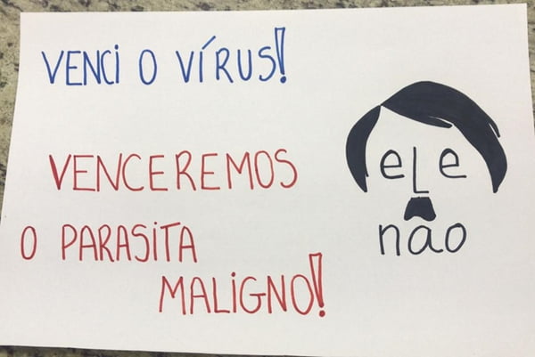 Cartaz criticando Bolsonaro