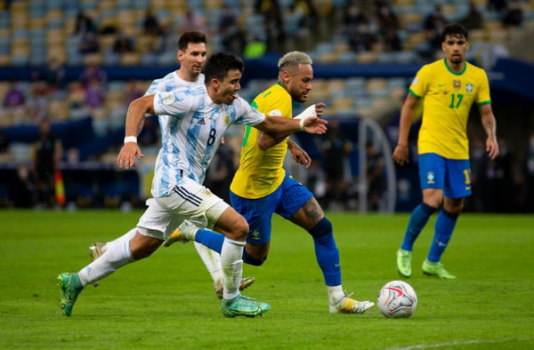 neymar durante jogo entre Argentina x Brasil, válido pela final da Copa América 2021 no Estádio Maracanã, no Rio de Janeiro 11