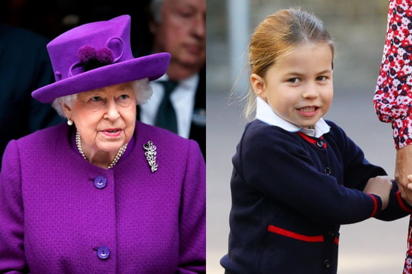Rainha Elizabeth e princesa Charlotte