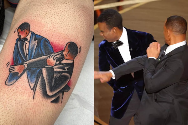 Tatuagem inspirada em tapa de Will Smith em Chris Rock no Oscar