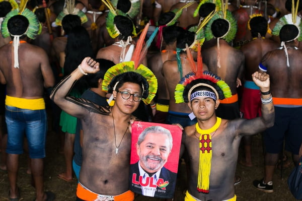 Movimentação no Acampamento Terra Livre. Entre as agendas do ATL está a visita do pré-candidato à Presidência Lula