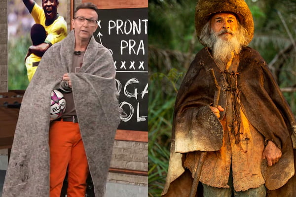 Neto veste cobertor na Band e é comparado a Velho do Rio, personagem de Osmar Prado na novela Pantanal