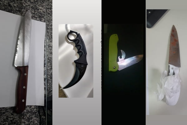 montagem com diferentes fotos de facas lado a lado