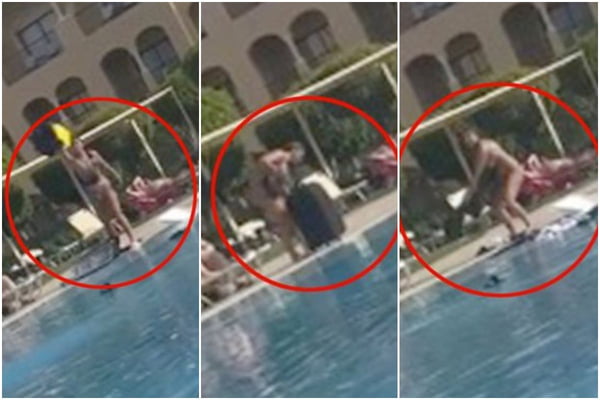 mulher joga roupas do namorado na piscina