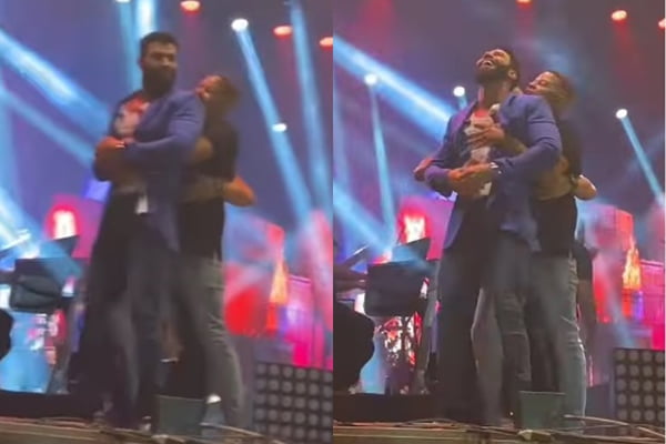 Gusttavo Lima é agarrado por homem durante show (Reprodução: Instagram)