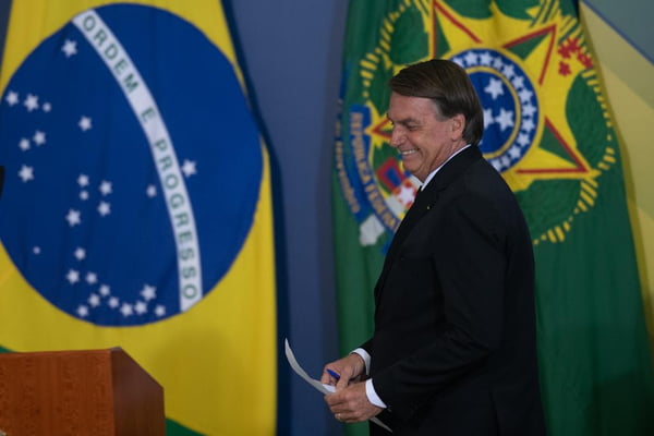 Presidente Jair Bolsonaro durante Solenidade alusiva à Política Nacional para Recuperação das Aprendizagens na Educação Básica e ao MECPlace no palacio planalto em brasília