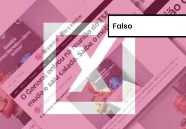 Imagem colorida de post falso sobre urnas eletrônicas
