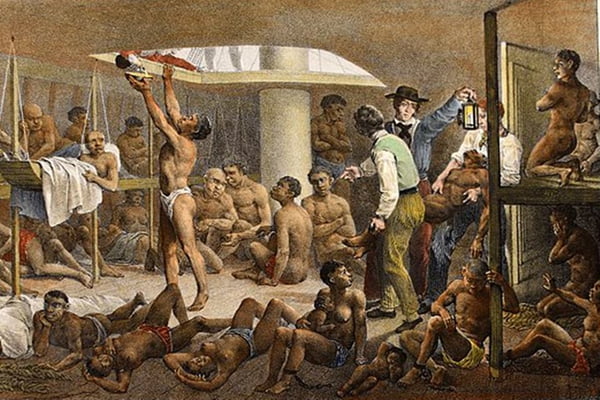 Pintura sobre o tráfico de pessoas no Brasil no século XIX