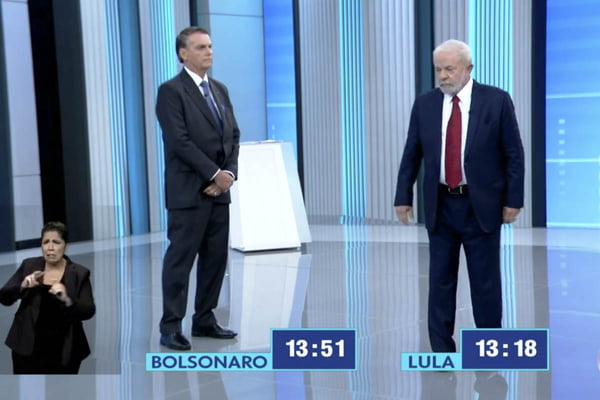 Jair Bolsonaro e Lula durante debate na TV Globo eleições 2022 - Metropoles