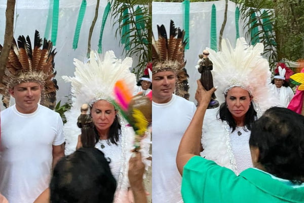 Gretchen e Esdras Nogueira em ritual de pajelança na ilha do marajó no Pará