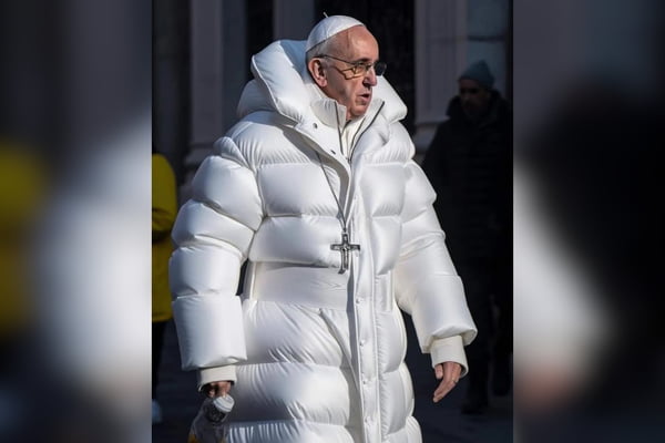 papa com casaco branco