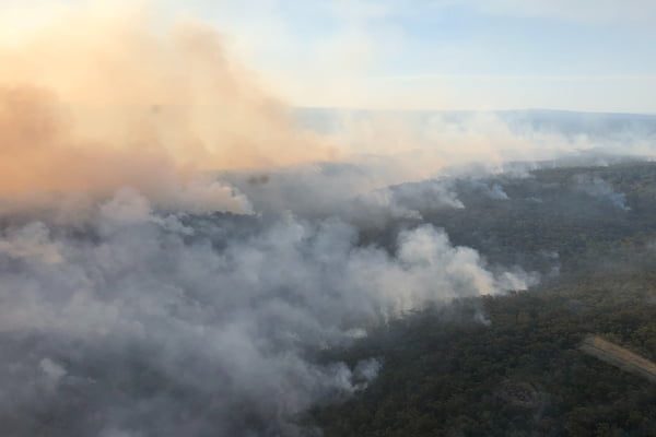 Imagem colorida mostra Incêndios florestais na Austrália - Metrópoles