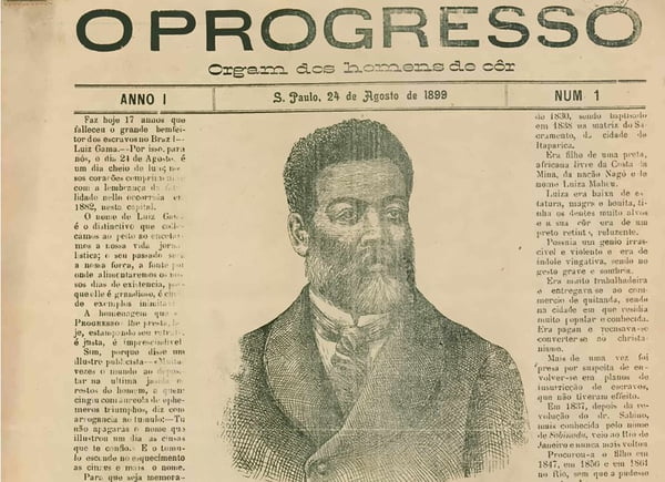 Primeira edição do jornal “O Homem de Côr”, com Luiz Gama na capa