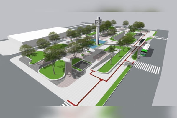 Ilustração de projeto de revitalização da Praça do Relógio, em Taguatinga- metrópoles