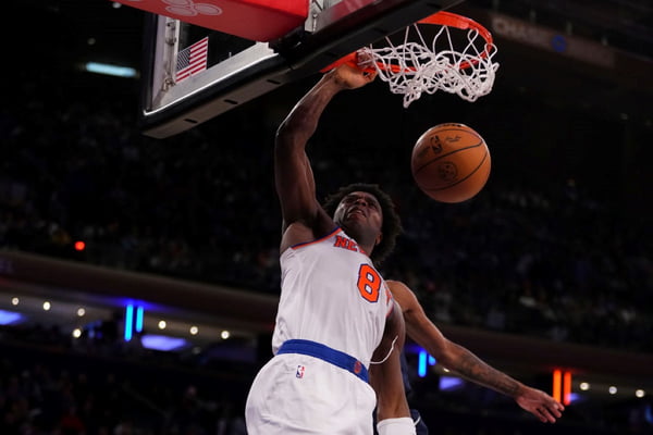 Imagem colorida de Og Anunoby, jogador de basquete do New York Knicks- Metrópoles