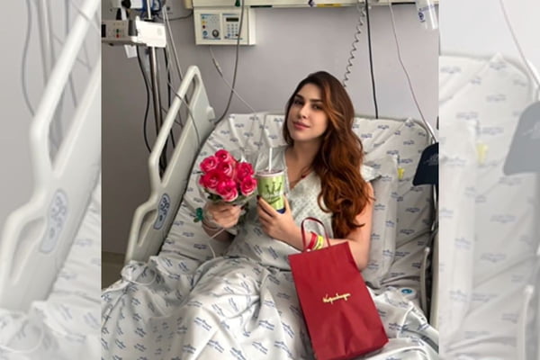 Influenciadora Kamila Rigobeli em cama de hospital - Metrópoles