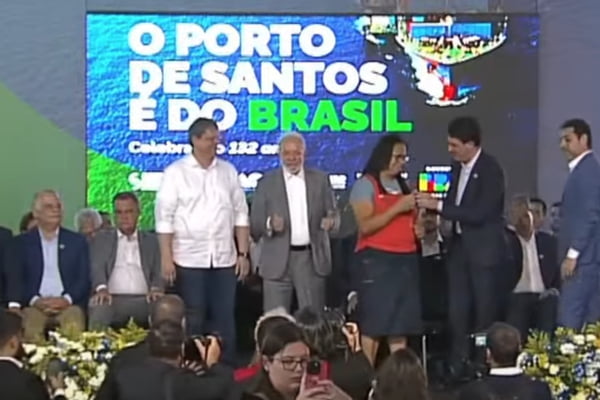Lula e Tarcísio no túnel Santos-Guarujá