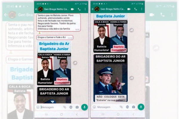 Captura de tela de mensagens de Braga Netto - Metrópoles