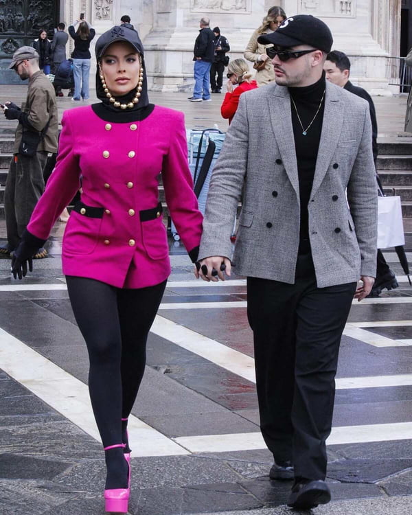 Jaquelline e Lucas Souza posam juntos na Semana da Moda de Milão - Metrópoles