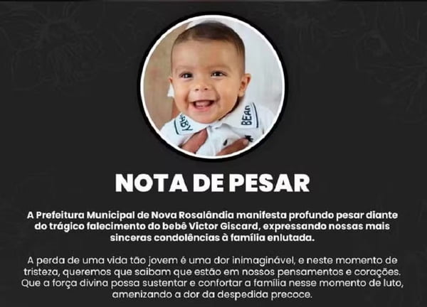 Arte e foto de bebê que morreu após ser atropelado pelo pai em Tocantins - Metrópoles