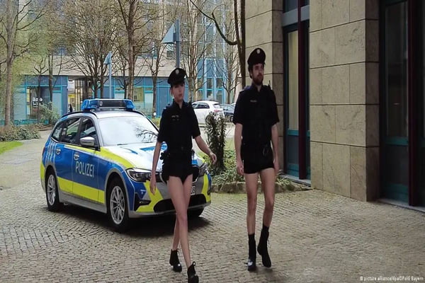 Imagem colorida de policiais sem roupa na Alemanha - Metrópoles