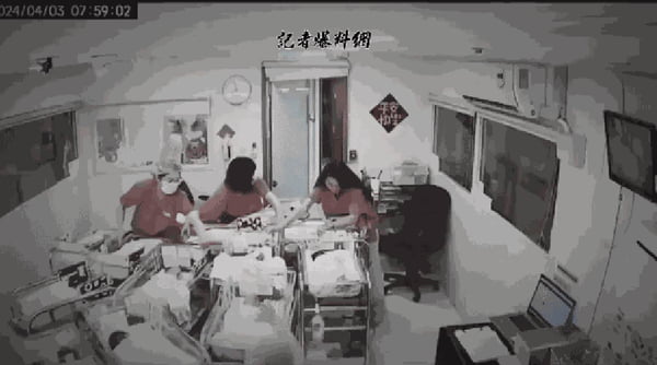 Imagem de enfermeiras segurando incubadoras para proteger récem-nascidos durante terremoto em Taiwan - Metrópoles